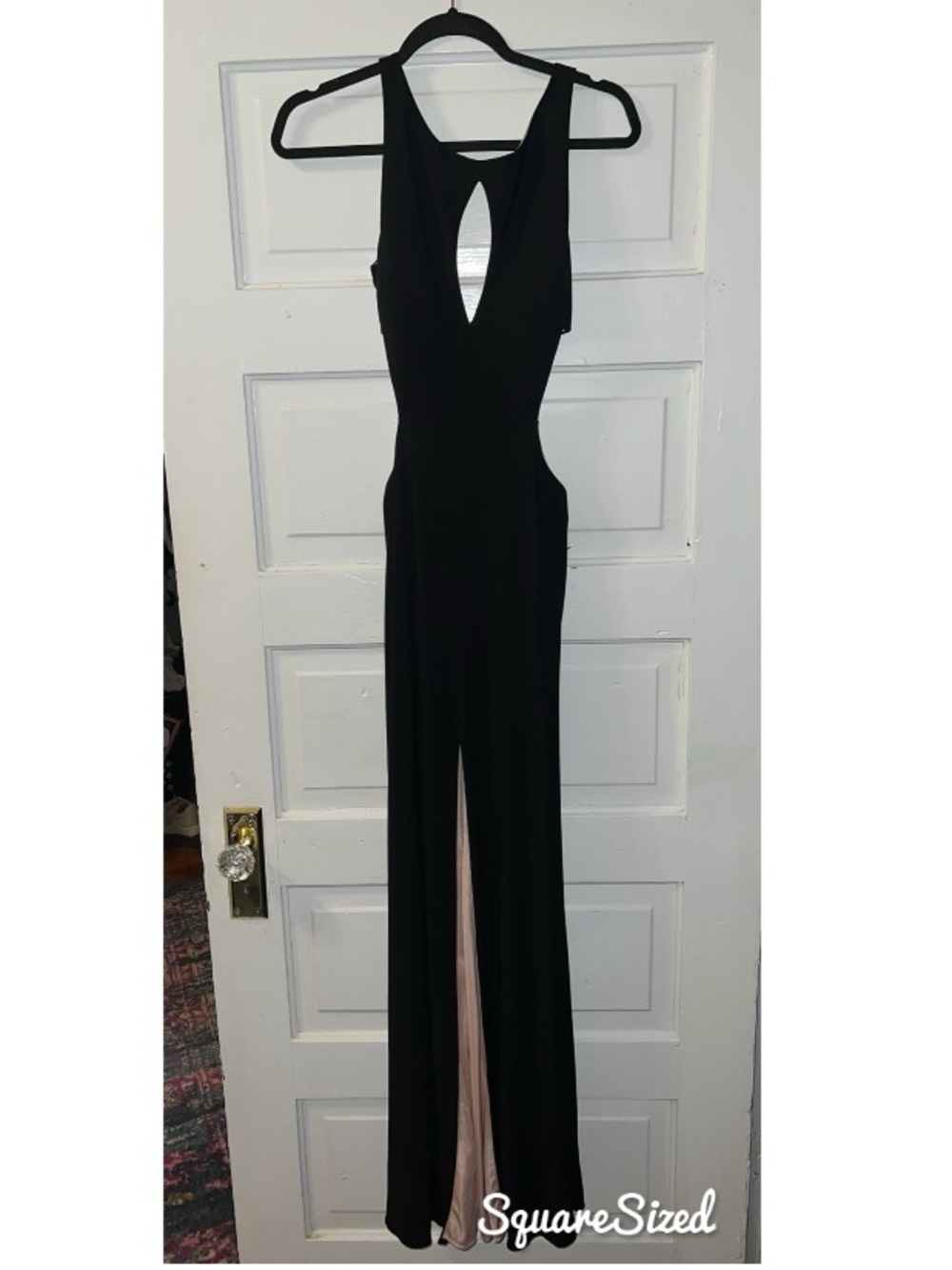 Gianni Bini Black Backless Maxi Dress with front andside cut outs and Front Slit